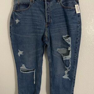 Old Navy Women’s Relaxed Fit Distressed Blue Jeans